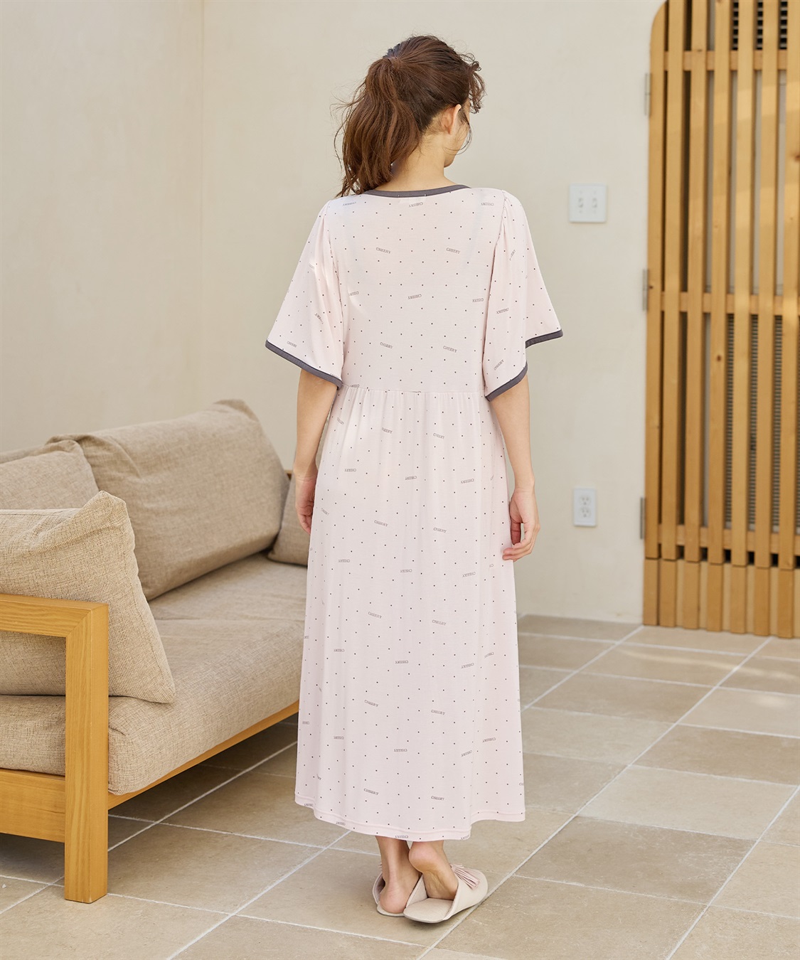 Rosemadame 【接触冷感】ドット柄ネグリジェ/ ワンピースパジャマ(産前・産後対応 マタニティ＆授乳服 ルームウェア)_sub_10