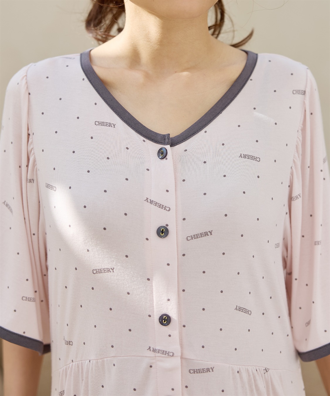 Rosemadame 【接触冷感】ドット柄ネグリジェ/ ワンピースパジャマ(産前・産後対応 マタニティ＆授乳服 ルームウェア)_sub_11