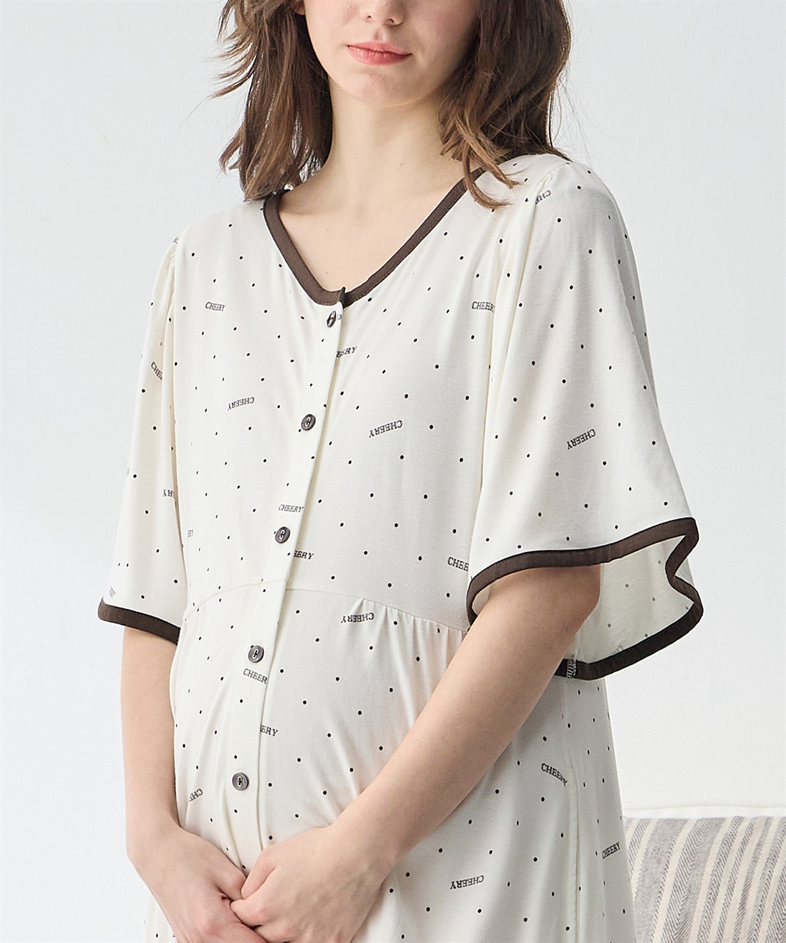 Rosemadame 【接触冷感】ドット柄ネグリジェ/ ワンピースパジャマ(産前・産後対応 マタニティ＆授乳服 ルームウェア)_sub_18