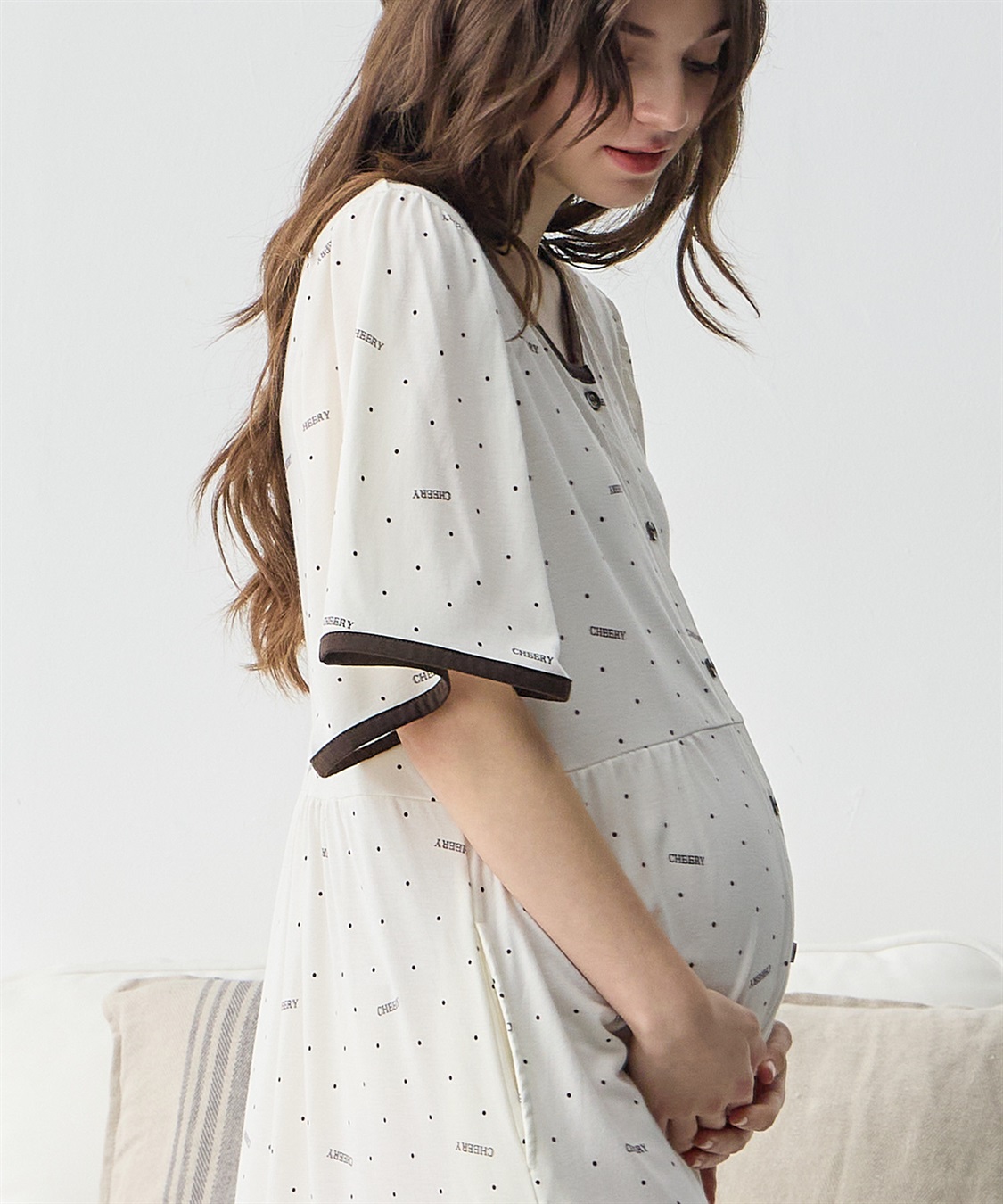 Rosemadame 【接触冷感】ドット柄ネグリジェ/ ワンピースパジャマ(産前・産後対応 マタニティ＆授乳服 ルームウェア)_sub_19