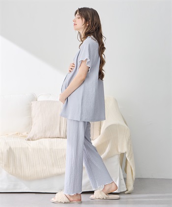 Rosemadame シャーリング ジャガードパジャマ(産前・産後対応 マタニティ＆授乳服 ルームウェア 上下セット)_subthumb_5