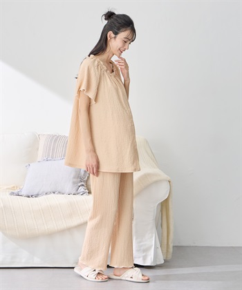 Rosemadame シャーリング ジャガードパジャマ(産前・産後対応 マタニティ＆授乳服 ルームウェア 上下セット)_subthumb_7
