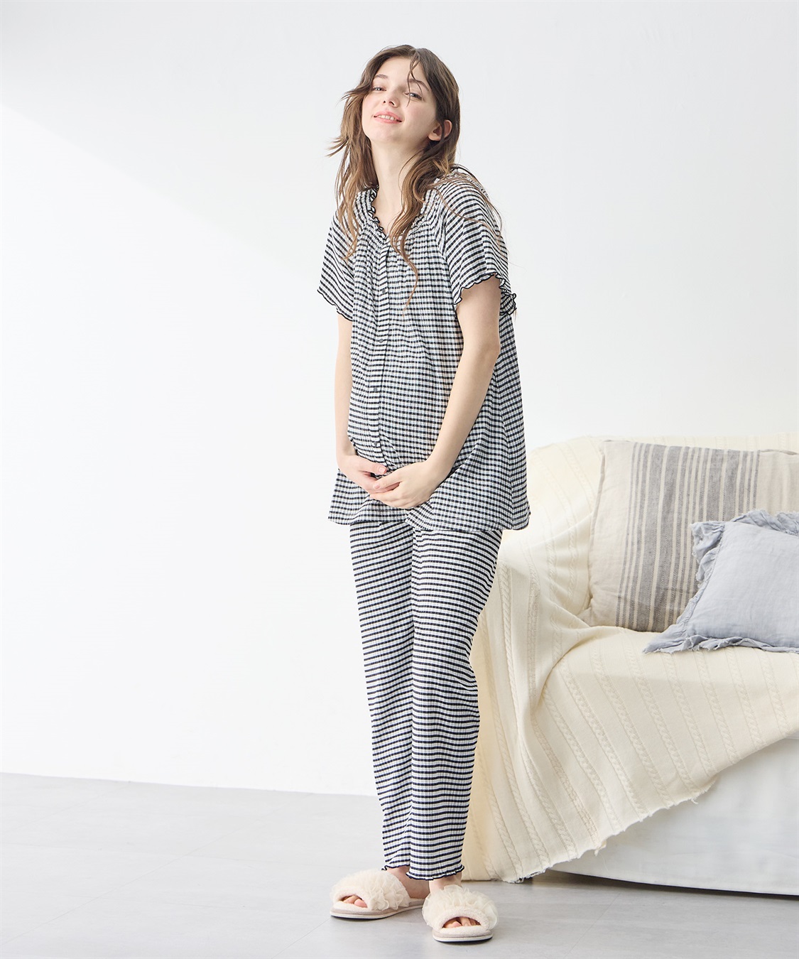 Rosemadame シャーリング ジャガードパジャマ(産前・産後対応 マタニティ＆授乳服 ルームウェア 上下セット)_sub_13