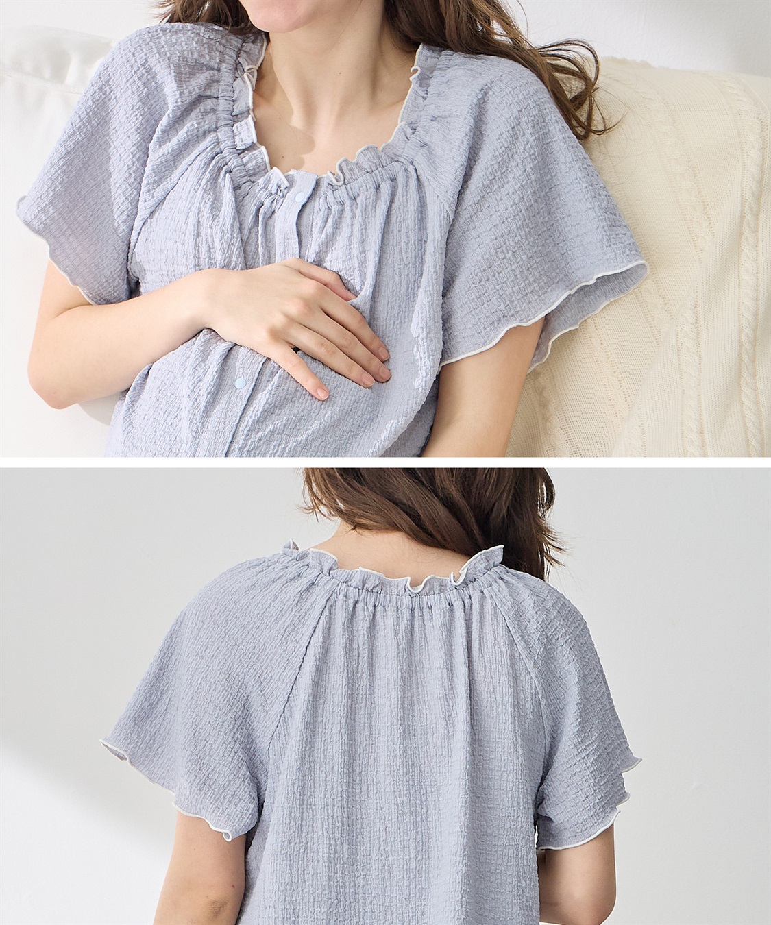 Rosemadame シャーリング ジャガードパジャマ(産前・産後対応 マタニティ＆授乳服 ルームウェア 上下セット)_sub_19