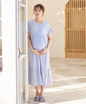 Rosemadame シャーリング ジャガードネグリジェ/ ワンピースパジャマ(産前・産後対応 マタニティ＆授乳服 ルームウェア)_subthumb_8