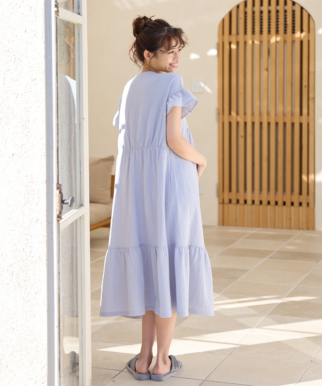 Rosemadame シャーリング ジャガードネグリジェ/ ワンピースパジャマ(産前・産後対応 マタニティ＆授乳服 ルームウェア)_sub_9