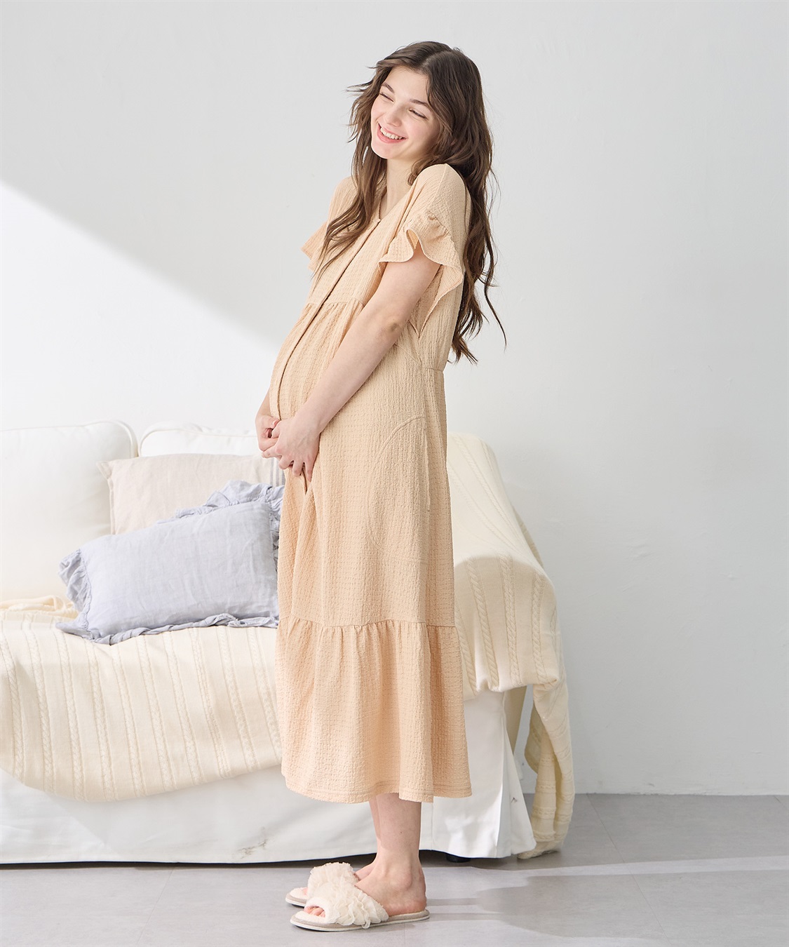 Rosemadame シャーリング ジャガードネグリジェ/ ワンピースパジャマ(産前・産後対応 マタニティ＆授乳服 ルームウェア)_sub_11