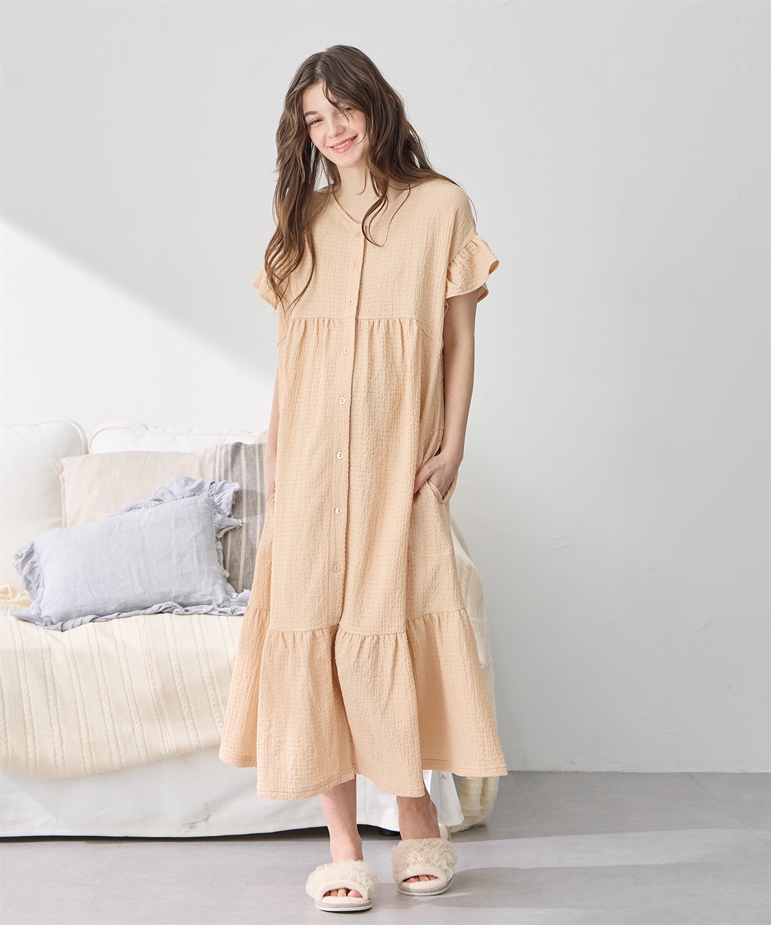 Rosemadame シャーリング ジャガードネグリジェ/ ワンピースパジャマ(産前・産後対応 マタニティ＆授乳服 ルームウェア)_sub_12