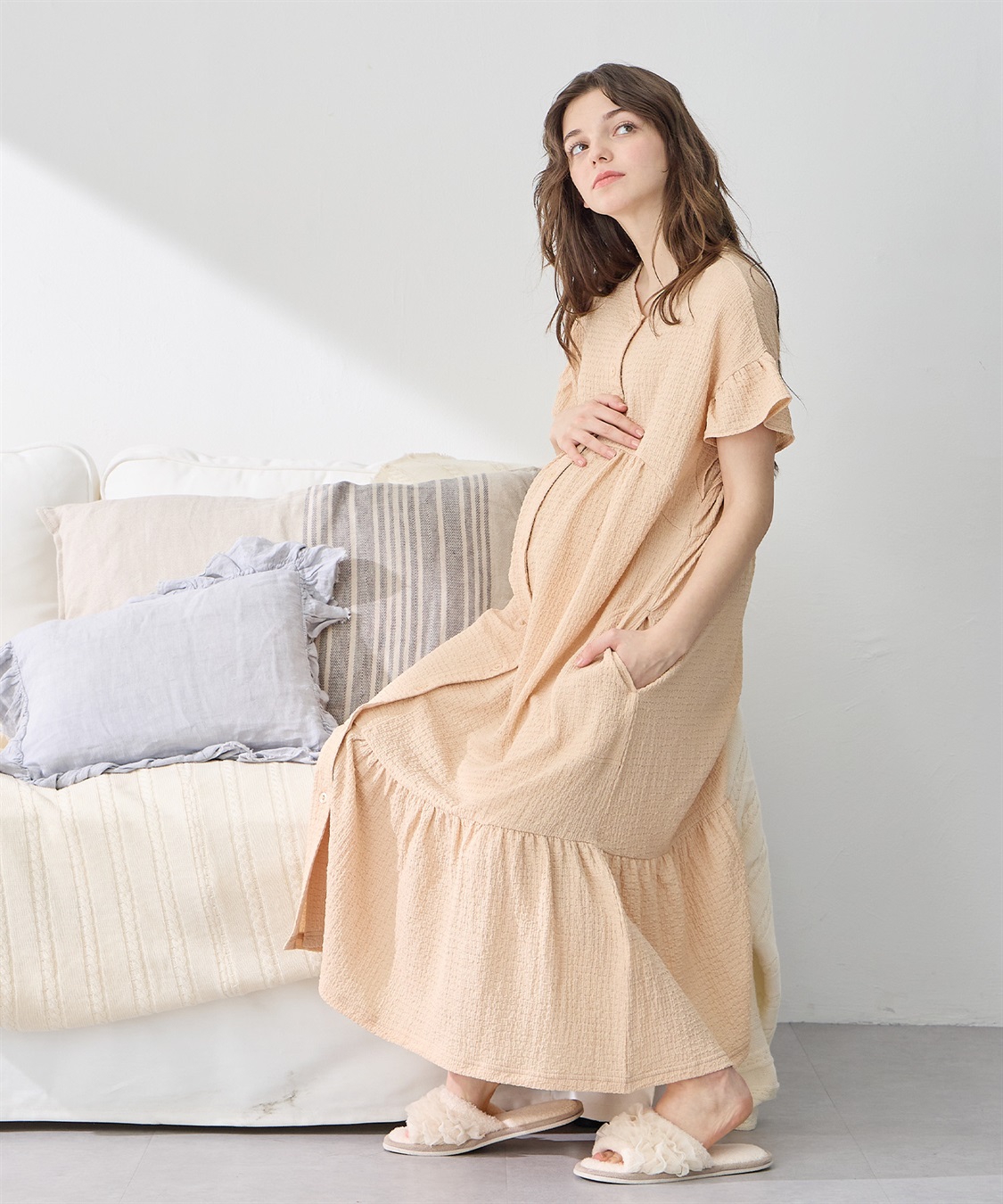 Rosemadame シャーリング ジャガードネグリジェ/ ワンピースパジャマ(産前・産後対応 マタニティ＆授乳服 ルームウェア)_sub_14