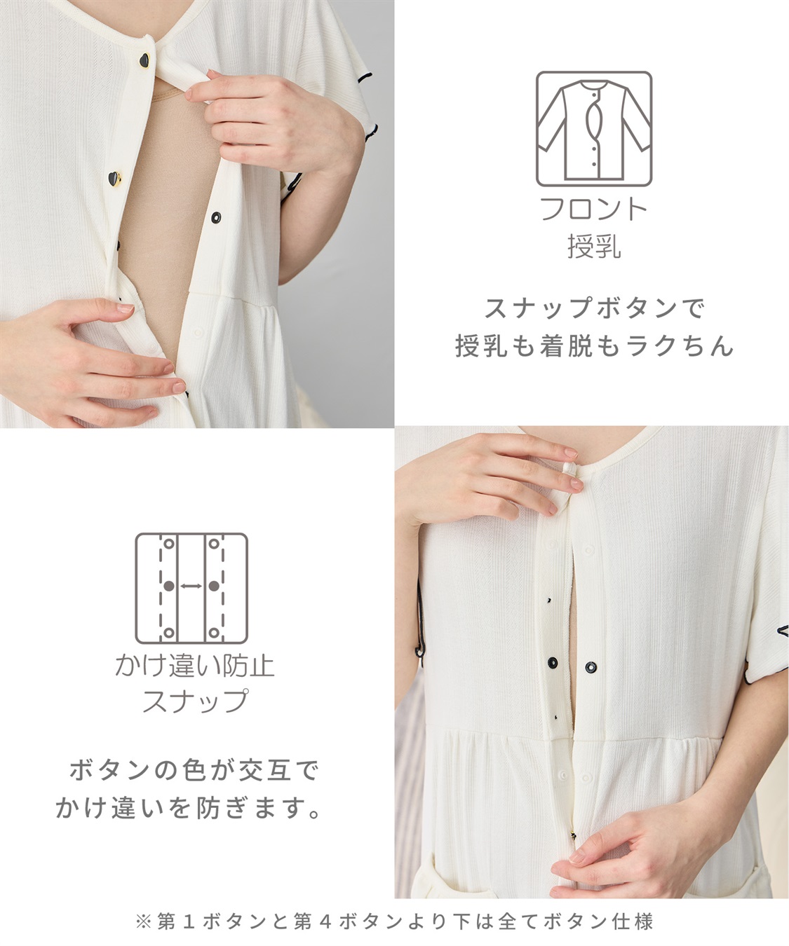 Rosemadame 配色メロウフリル パターンメッシュネグリジェ/ ワンピースパジャマ(産前・産後対応 マタニティ＆授乳服 ルームウェア)_sub_5