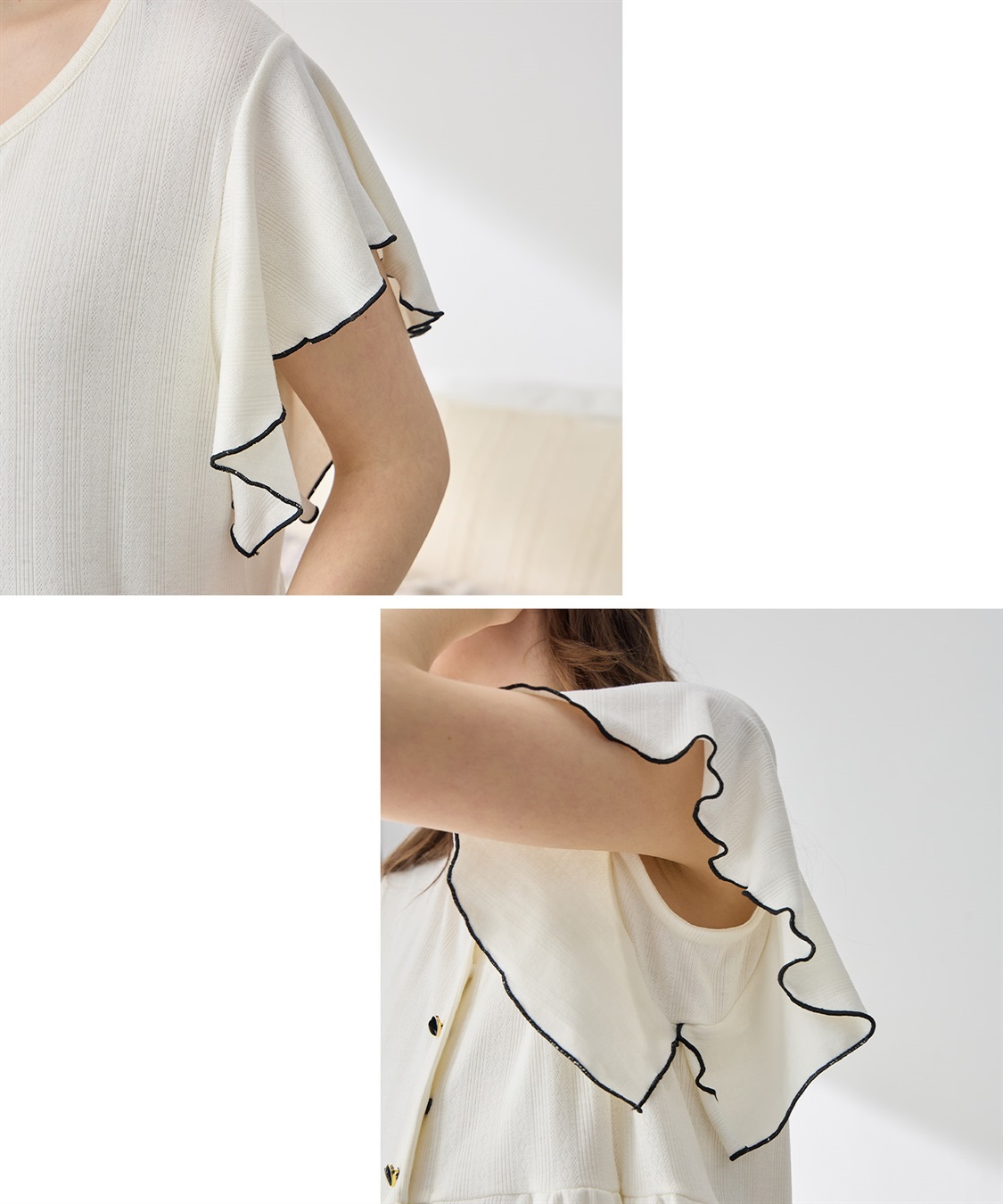 Rosemadame 配色メロウフリル パターンメッシュネグリジェ/ ワンピースパジャマ(産前・産後対応 マタニティ＆授乳服 ルームウェア)_sub_7