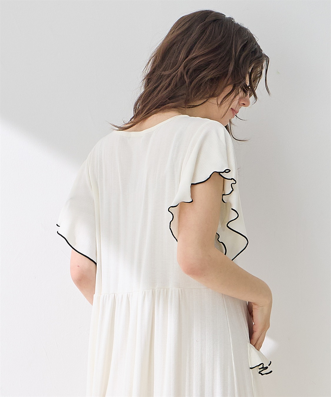 Rosemadame 配色メロウフリル パターンメッシュネグリジェ/ ワンピースパジャマ(産前・産後対応 マタニティ＆授乳服 ルームウェア)_sub_13