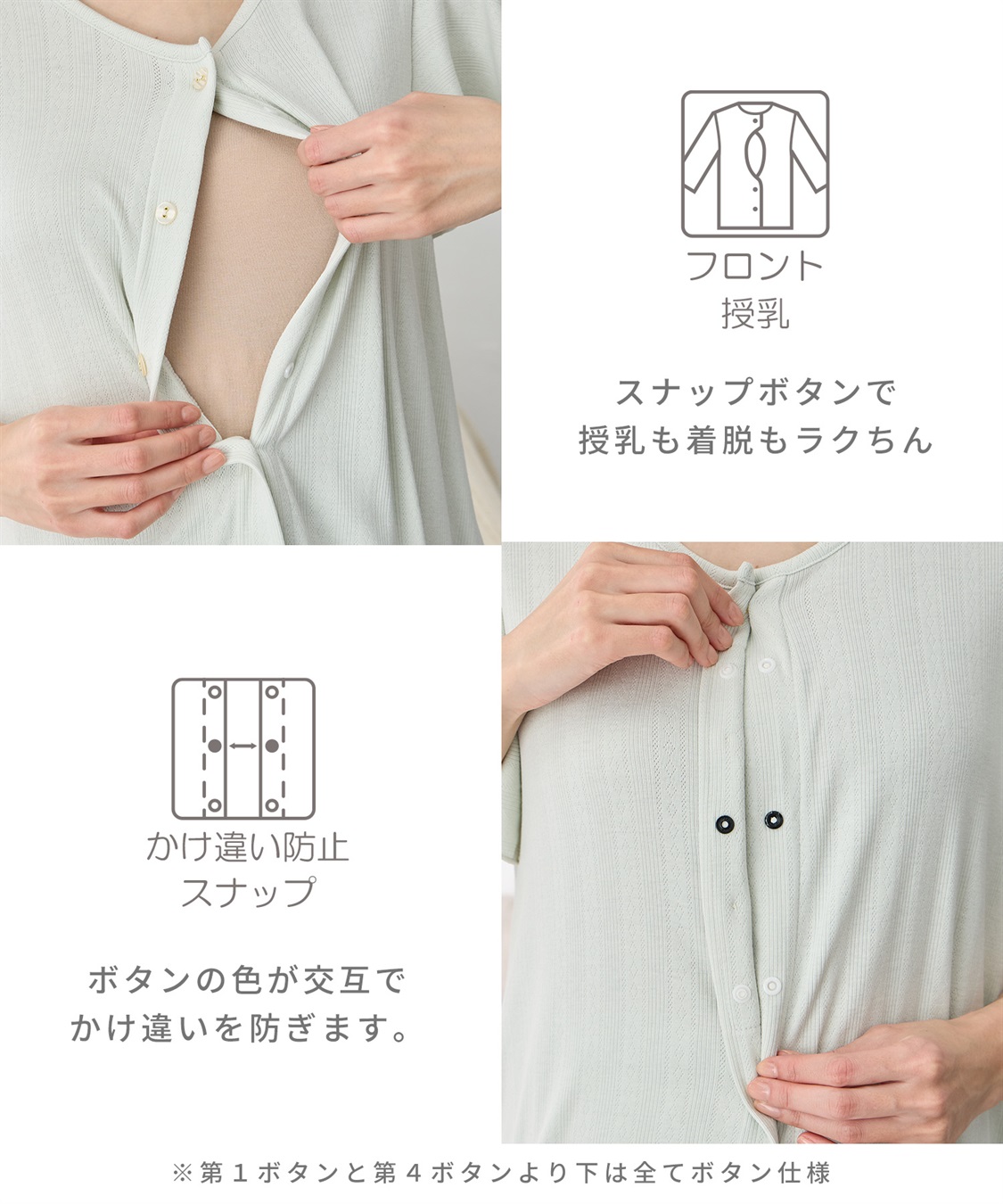 Rosemadame 配色メロウフリル パターンメッシュパジャマ(産前・産後対応 マタニティ＆授乳服 ルームウェア 上下セット)_sub_5