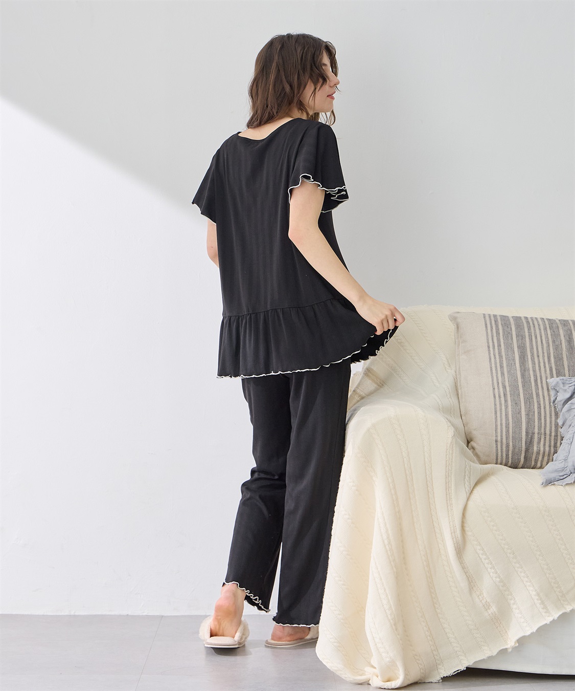 Rosemadame 配色メロウフリル パターンメッシュパジャマ(産前・産後対応 マタニティ＆授乳服 ルームウェア 上下セット)_sub_15