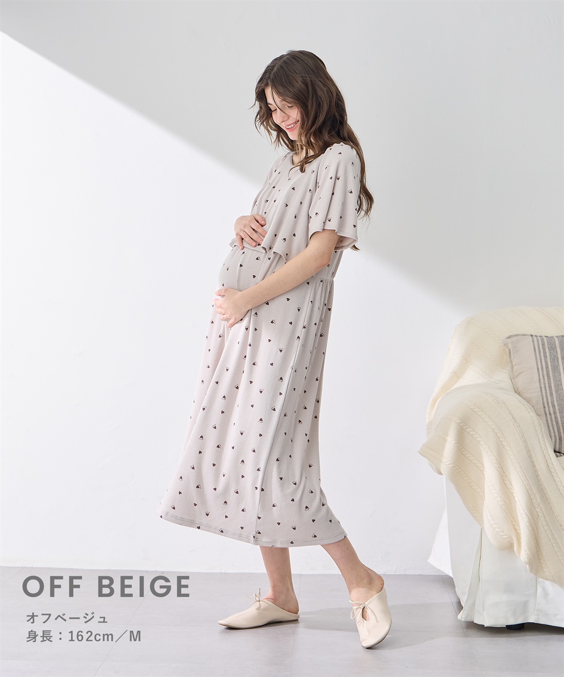 Rosemadame リブハート柄プリントワンピースパジャマ(産前・産後対応 マタニティ＆授乳服 ルームウェア)_sub_14