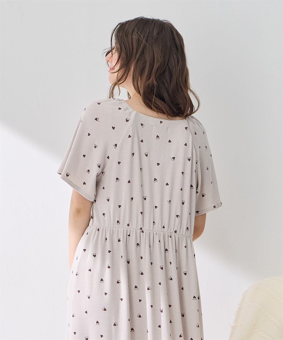 Rosemadame リブハート柄プリントワンピースパジャマ(産前・産後対応 マタニティ＆授乳服 ルームウェア)_sub_16