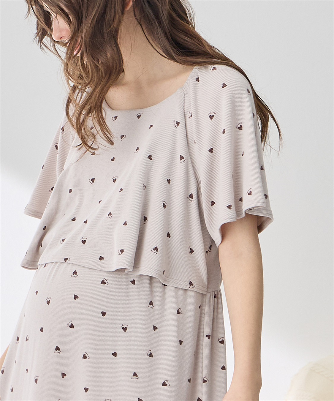 Rosemadame リブハート柄プリントワンピースパジャマ(産前・産後対応 マタニティ＆授乳服 ルームウェア)_sub_17