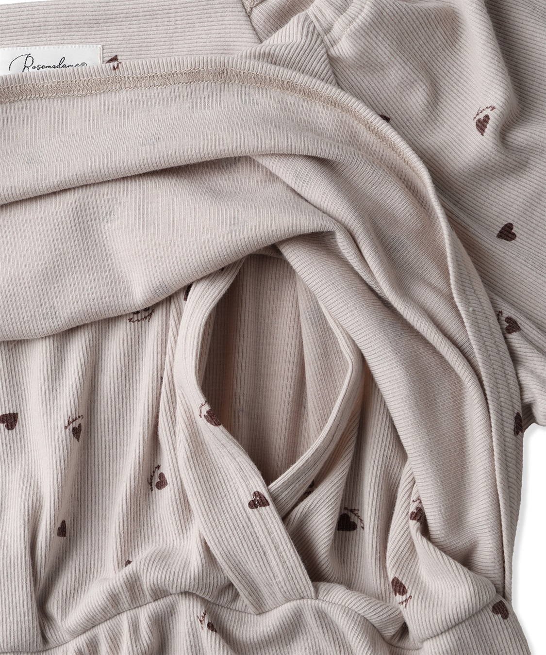 Rosemadame リブハート柄プリントワンピースパジャマ(産前・産後対応 マタニティ＆授乳服 ルームウェア)_sub_21