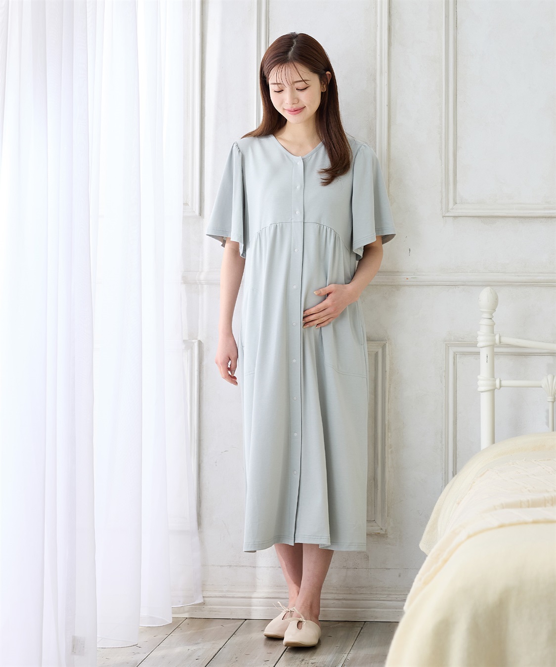 Rosemadame 無地・フルーツプリントネグリジェ/ワンピースパジャマ（マタニティ/授乳服）授乳口付き 授乳楽々 妊婦服 産前・産後対応_sub_19