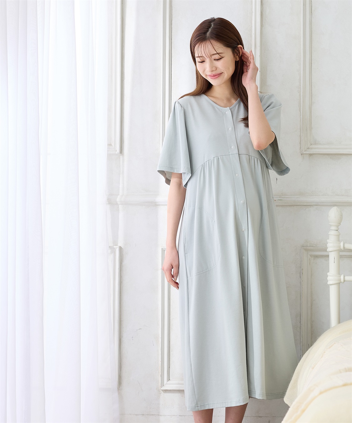 Rosemadame 無地・フルーツプリントネグリジェ/ワンピースパジャマ（マタニティ/授乳服）授乳口付き 授乳楽々 妊婦服 産前・産後対応_sub_20