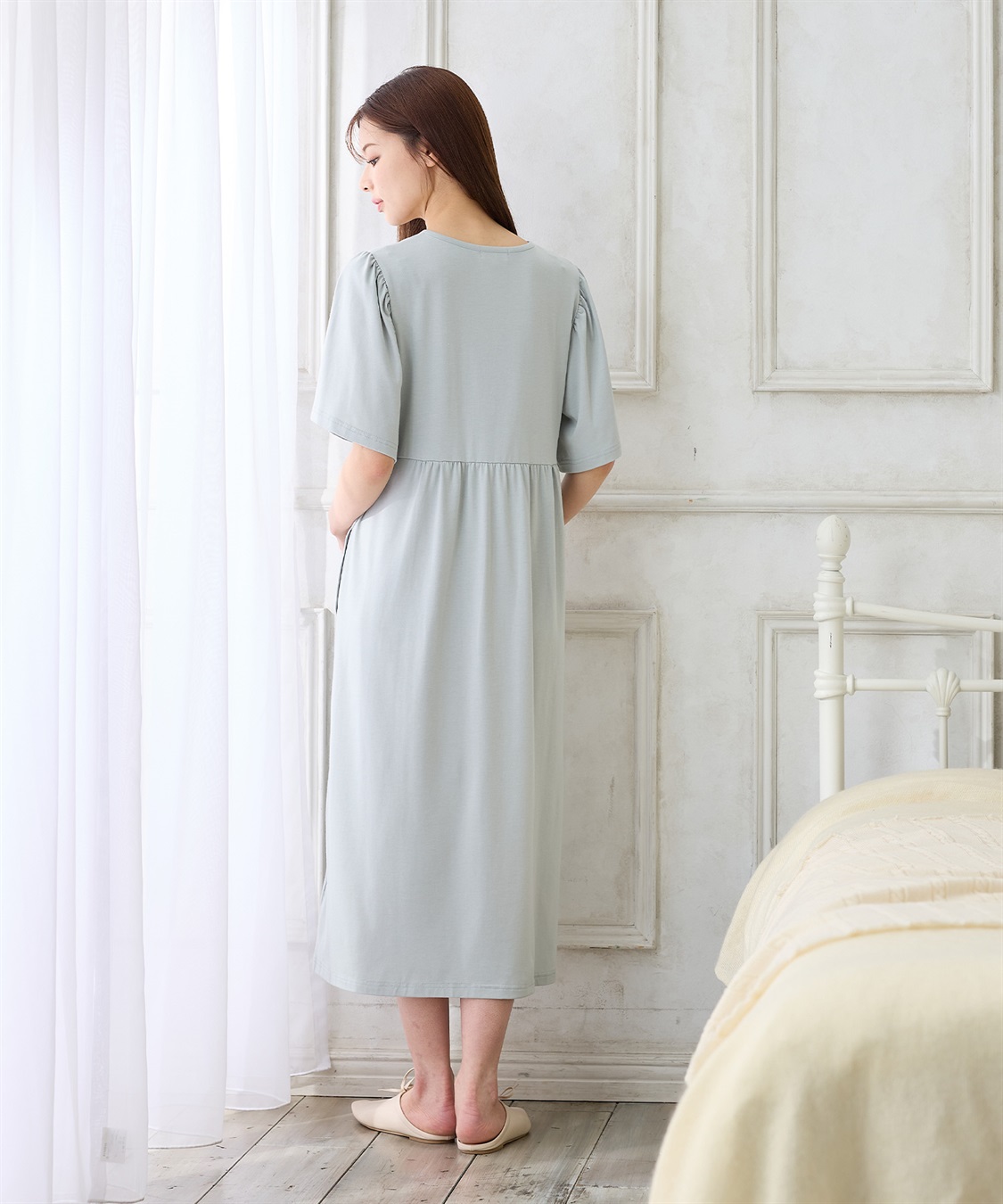 Rosemadame 無地・フルーツプリントネグリジェ/ワンピースパジャマ（マタニティ/授乳服）授乳口付き 授乳楽々 妊婦服 産前・産後対応_sub_23