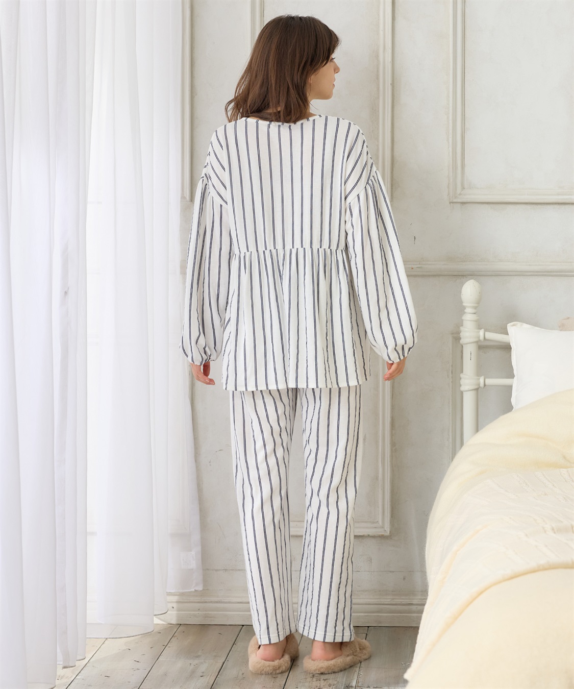 Rosemadame 接結ダブルガーゼ無地・ストライプパジャマ/ルームウェア/上下セット(産前・産後対応 マタニティ＆授乳服)_sub_14