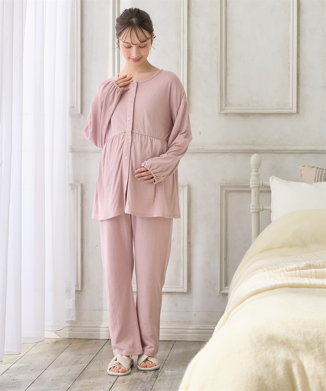 Rosemadame 接結ダブルガーゼ無地・ストライプパジャマ/ルームウェア/上下セット(産前・産後対応 マタニティ＆授乳服)_sub_15