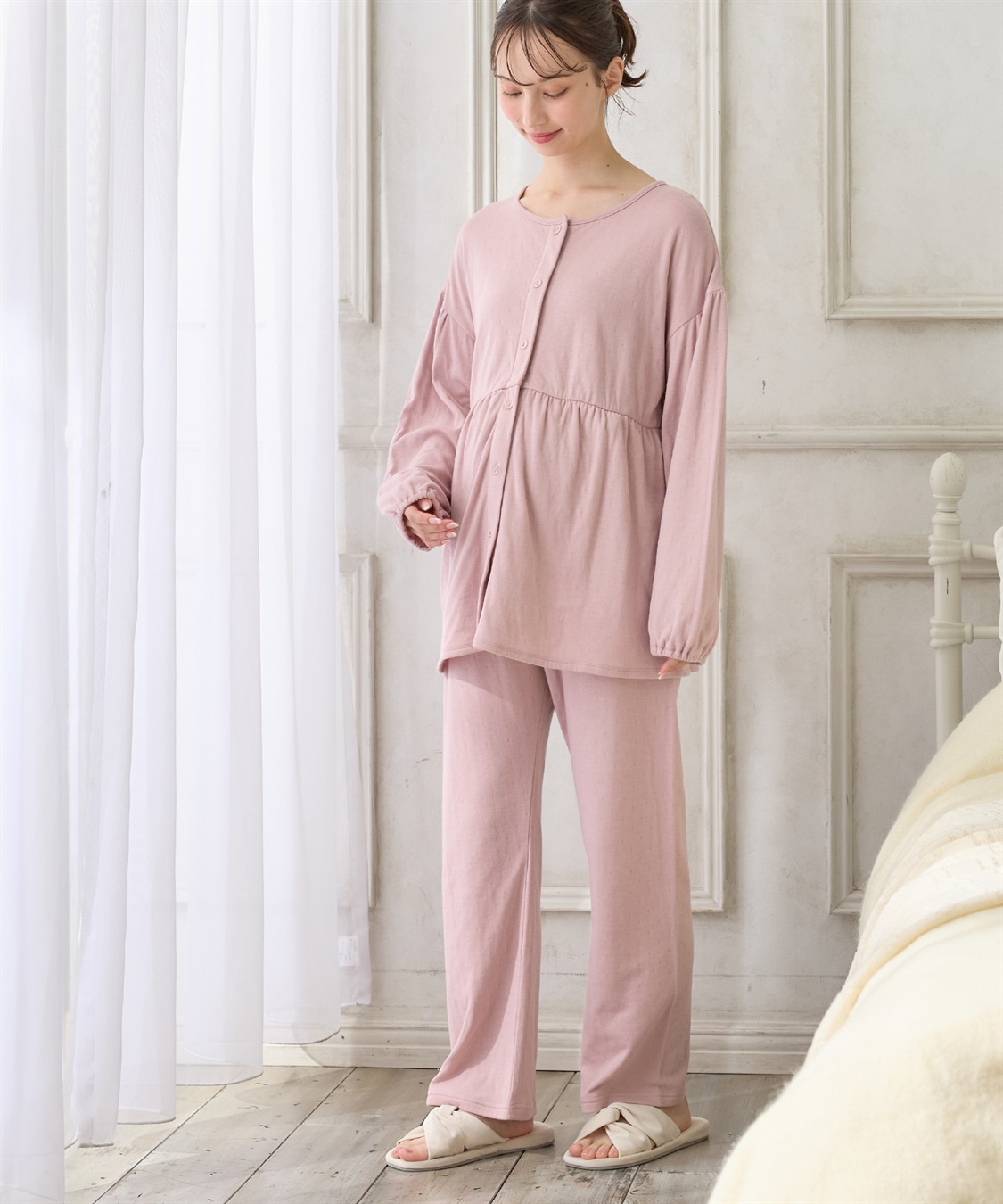 Rosemadame 接結ダブルガーゼ無地・ストライプパジャマ/ルームウェア/上下セット(産前・産後対応 マタニティ＆授乳服)_sub_17