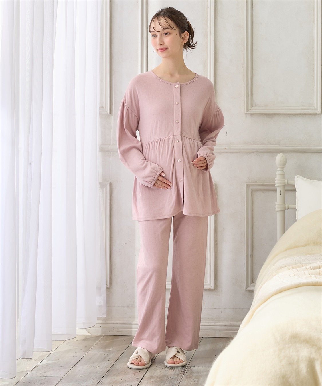 Rosemadame 接結ダブルガーゼ無地・ストライプパジャマ/ルームウェア/上下セット(産前・産後対応 マタニティ＆授乳服)_sub_18