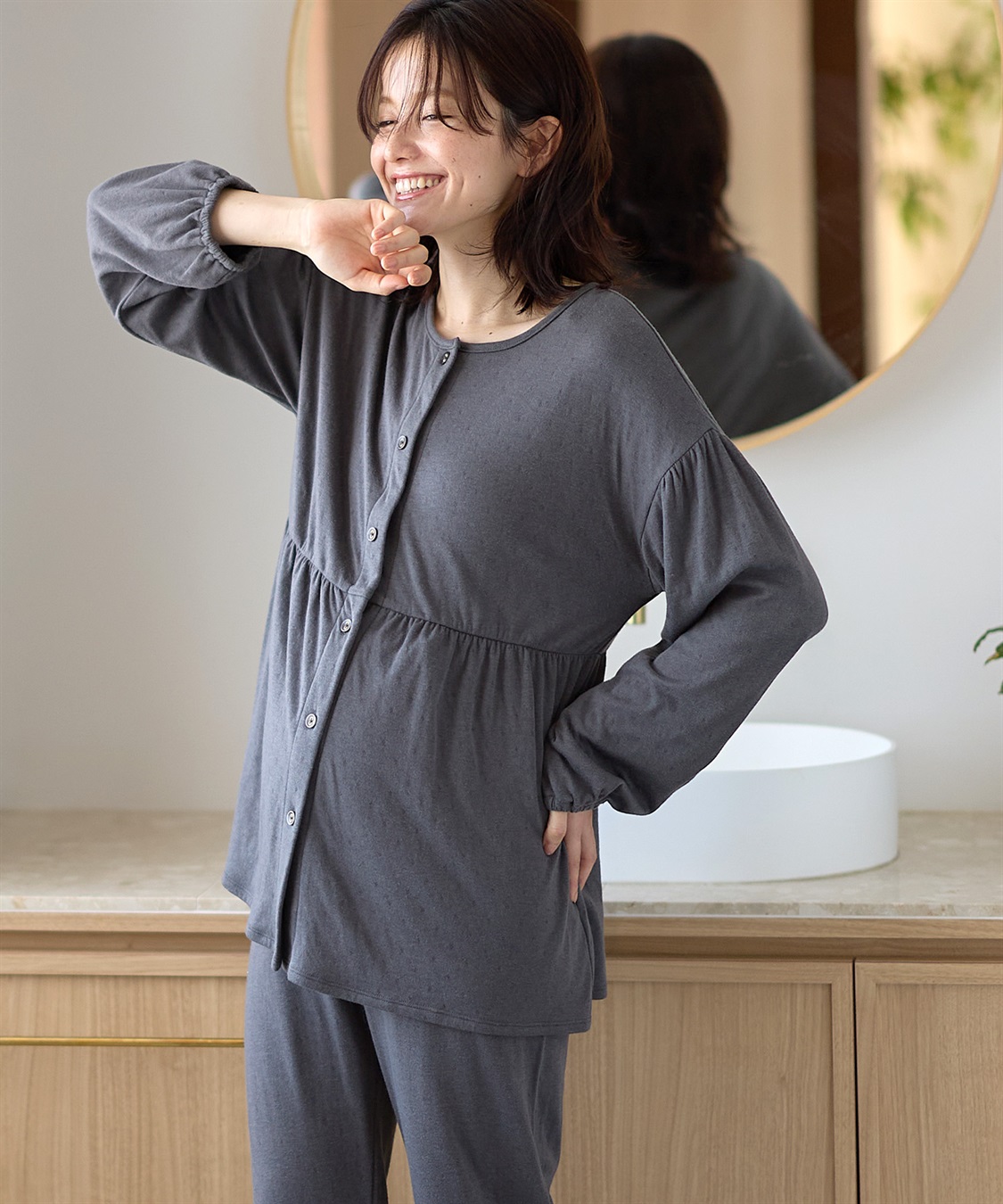 Rosemadame 接結ダブルガーゼ無地・ストライプパジャマ/ルームウェア/上下セット(産前・産後対応 マタニティ＆授乳服)_sub_19