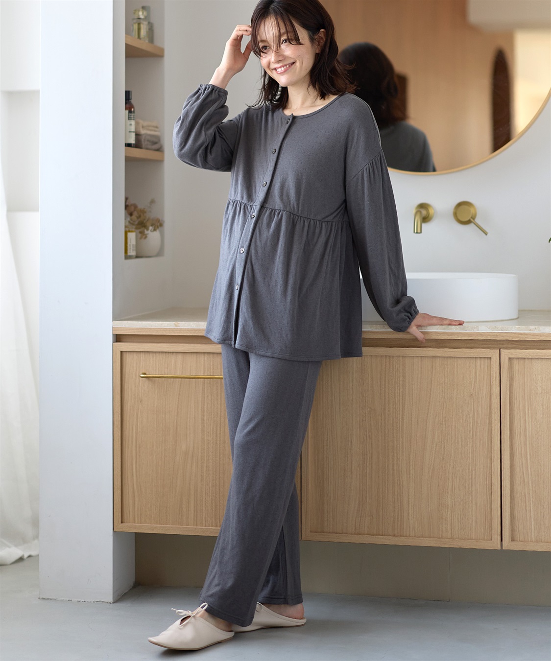 Rosemadame 接結ダブルガーゼ無地・ストライプパジャマ/ルームウェア/上下セット(産前・産後対応 マタニティ＆授乳服)_sub_20