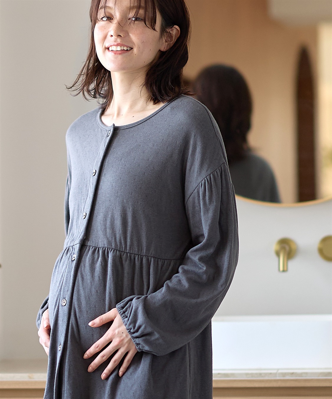 Rosemadame 接結ダブルガーゼ無地・ストライプパジャマ/ルームウェア/上下セット(産前・産後対応 マタニティ＆授乳服)_sub_21