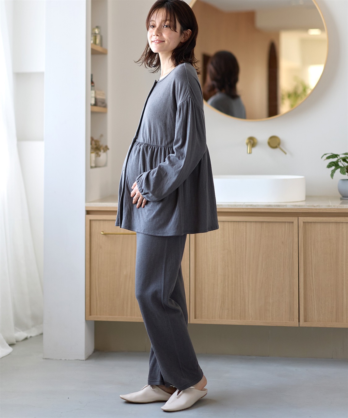 Rosemadame 接結ダブルガーゼ無地・ストライプパジャマ/ルームウェア/上下セット(産前・産後対応 マタニティ＆授乳服)_sub_22