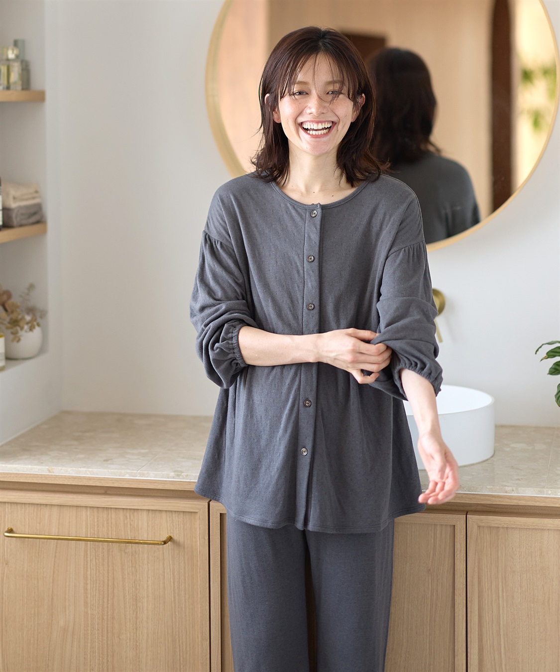 Rosemadame 接結ダブルガーゼ無地・ストライプパジャマ/ルームウェア/上下セット(産前・産後対応 マタニティ＆授乳服)_sub_23