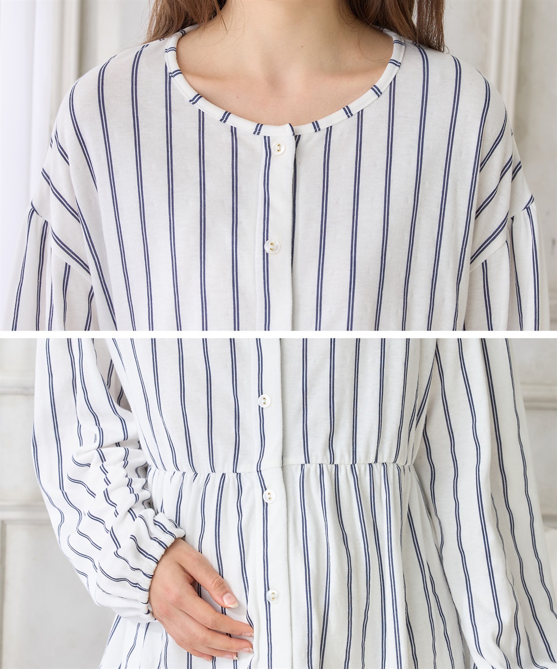 Rosemadame 接結ダブルガーゼ無地・ストライプパジャマ/ルームウェア/上下セット(産前・産後対応 マタニティ＆授乳服)_sub_24