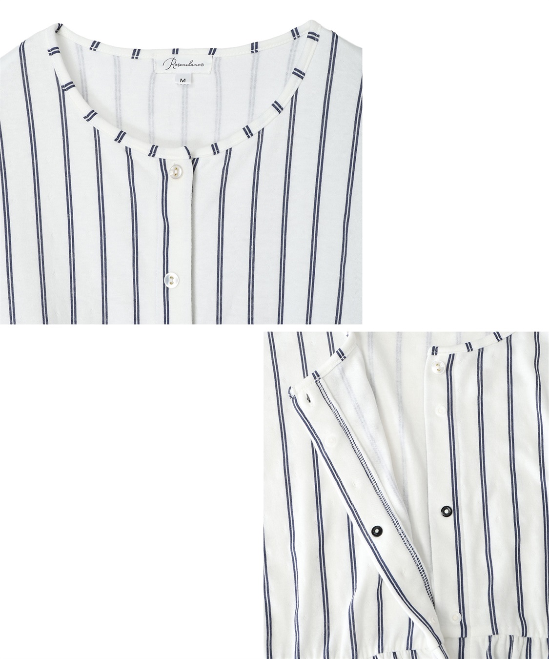 Rosemadame 接結ダブルガーゼ無地・ストライプパジャマ/ルームウェア/上下セット(産前・産後対応 マタニティ＆授乳服)_sub_25