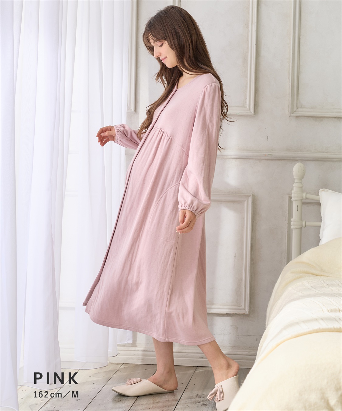 Rosemadame 接結ダブルガーゼ無地・ストライプネグリジェ/ワンピースパジャマ/ルームウェア（マタニティ/授乳服）授乳楽々 妊婦服 産前・産後対応_sub_9