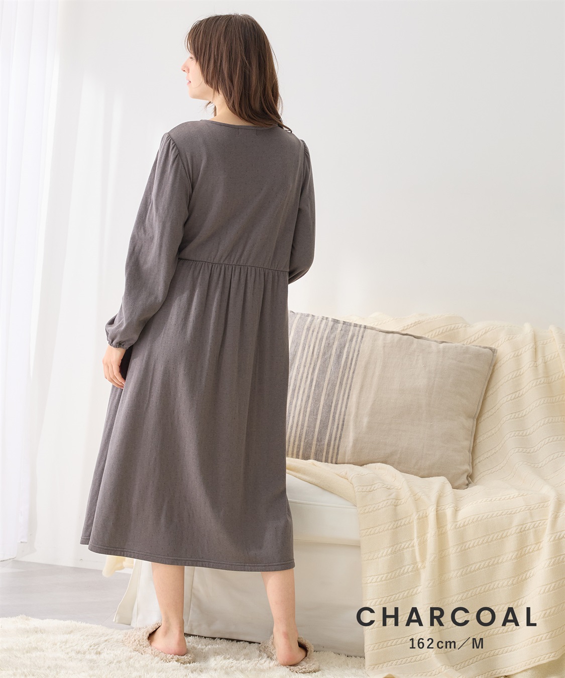 Rosemadame 接結ダブルガーゼ無地・ストライプネグリジェ/ワンピースパジャマ/ルームウェア（マタニティ/授乳服）授乳楽々 妊婦服 産前・産後対応_sub_10