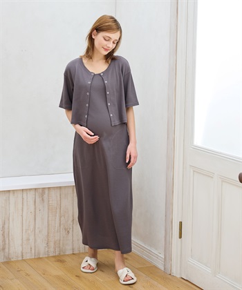 Rosemadame 半袖カーディガンドッキング ワッフルワンピース（マタニティ/授乳服）授乳口付き 授乳楽々 妊婦服 産前・産後対応_subthumb_10