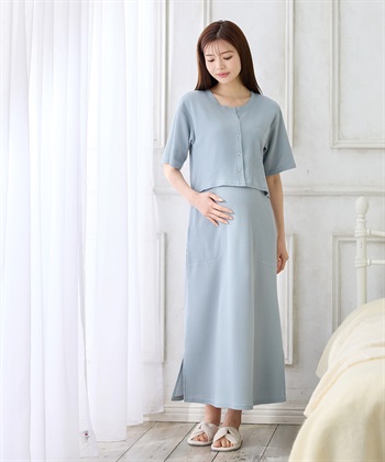 Rosemadame 半袖カーディガンドッキング ワッフルワンピース（マタニティ/授乳服）授乳口付き 授乳楽々 妊婦服 産前・産後対応_subthumb_12