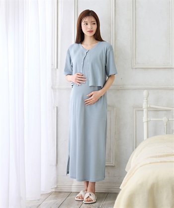 Rosemadame 半袖カーディガンドッキング ワッフルワンピース（マタニティ/授乳服）授乳口付き 授乳楽々 妊婦服 産前・産後対応_subthumb_13