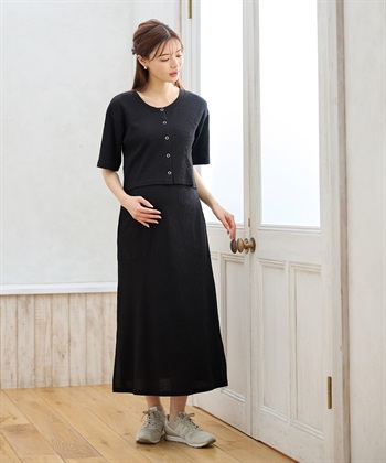 Rosemadame 半袖カーディガンドッキング ワッフルワンピース（マタニティ/授乳服）授乳口付き 授乳楽々 妊婦服 産前・産後対応_subthumb_16