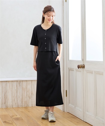 Rosemadame 半袖カーディガンドッキング ワッフルワンピース（マタニティ/授乳服）授乳口付き 授乳楽々 妊婦服 産前・産後対応_subthumb_17