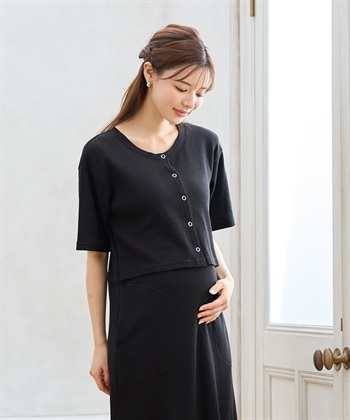 Rosemadame 半袖カーディガンドッキング ワッフルワンピース（マタニティ/授乳服）授乳口付き 授乳楽々 妊婦服 産前・産後対応_subthumb_20
