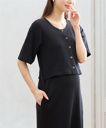 Rosemadame 半袖カーディガンドッキング ワッフルワンピース（マタニティ/授乳服）授乳口付き 授乳楽々 妊婦服 産前・産後対応_subthumb_23