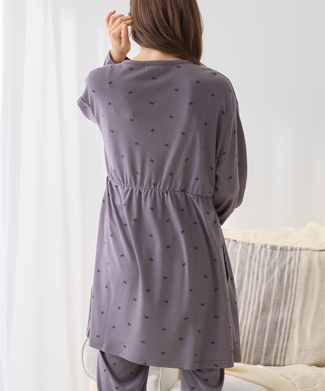 Rosemadame スムースリボンプリントパジャマ/ワンピースパジャマ/ルームウェア（マタニティ/授乳服）授乳楽々 妊婦服 産前・産後対応_sub_20