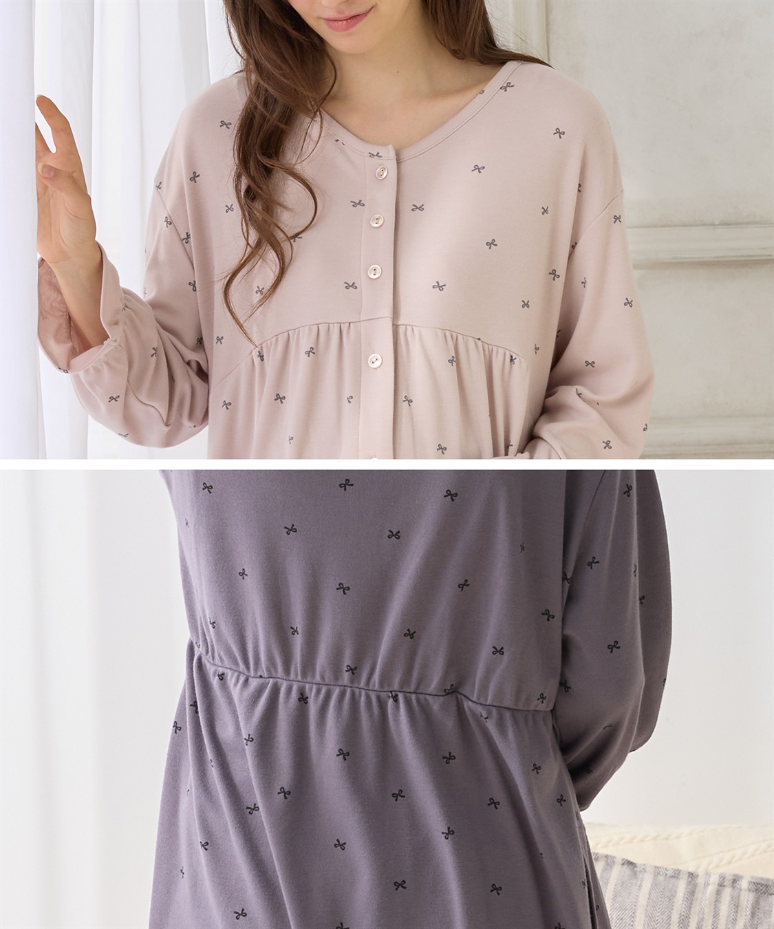 Rosemadame スムースリボンプリントパジャマ/ワンピースパジャマ/ルームウェア（マタニティ/授乳服）授乳楽々 妊婦服 産前・産後対応_sub_22