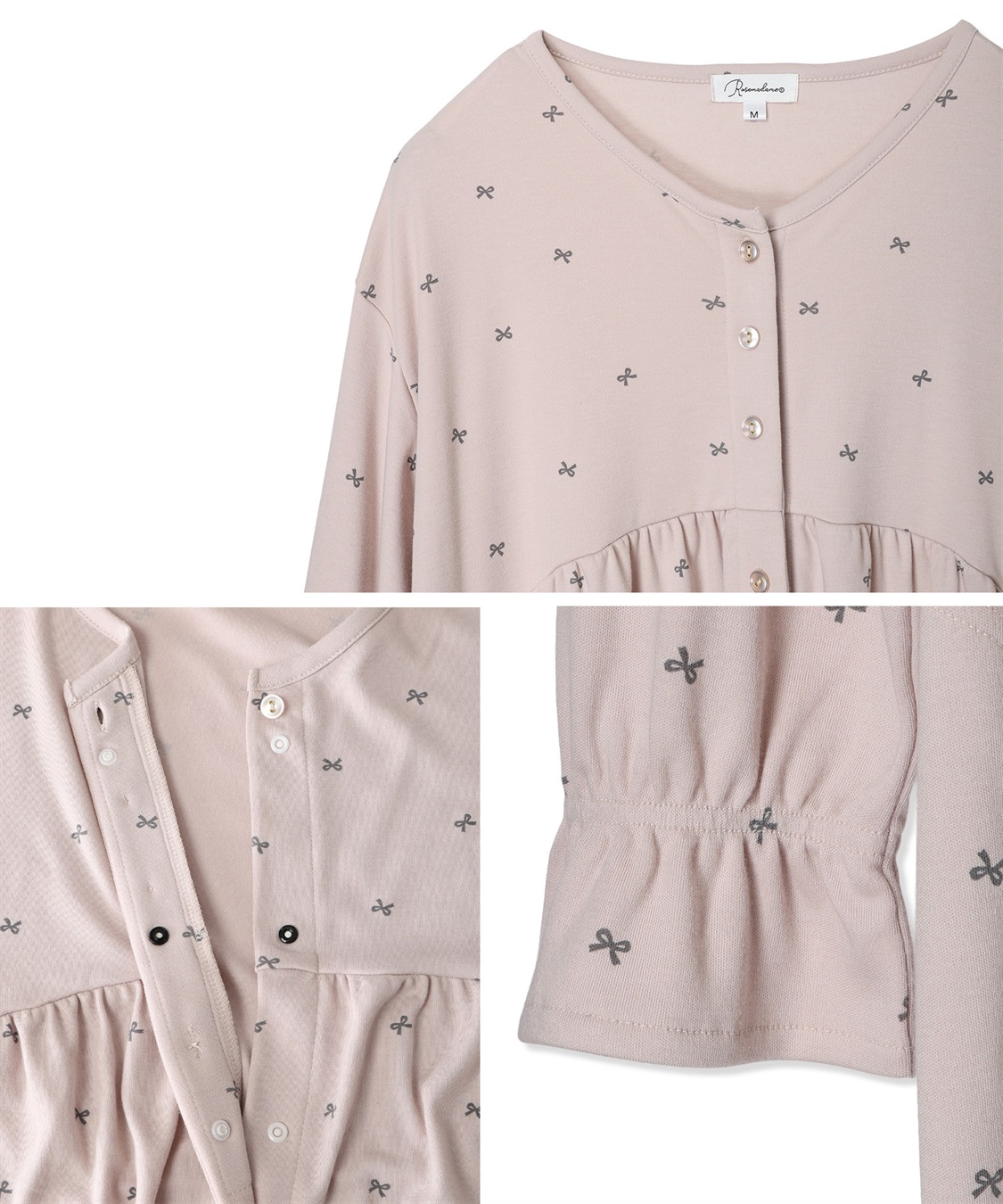 Rosemadame スムースリボンプリントパジャマ/ワンピースパジャマ/ルームウェア（マタニティ/授乳服）授乳楽々 妊婦服 産前・産後対応_sub_23