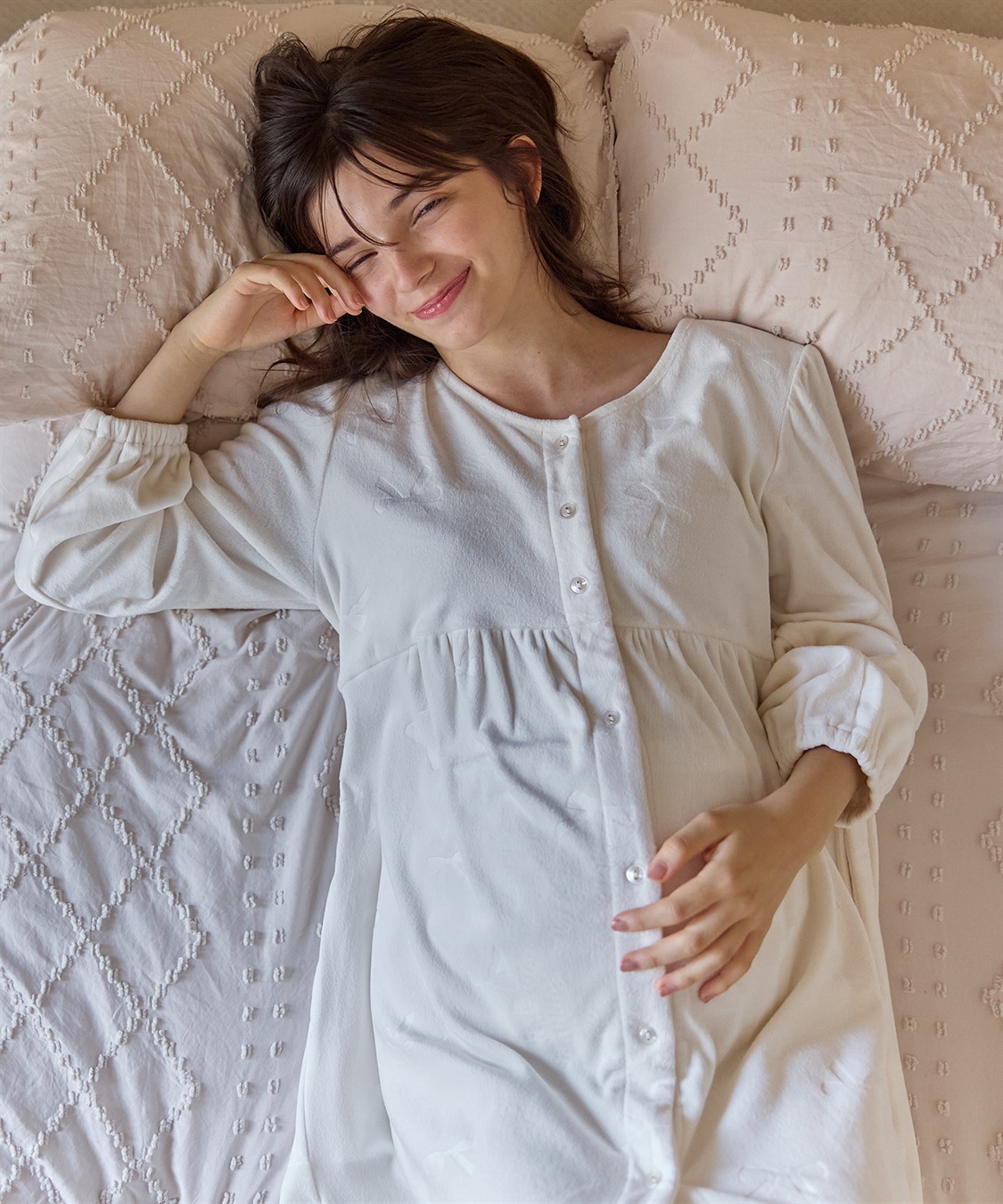 Rosemadame ベロアリボンエンボスパジャマ（マタニティ/ 妊婦服）授乳楽々 妊婦服 産前・産後対応_sub_3