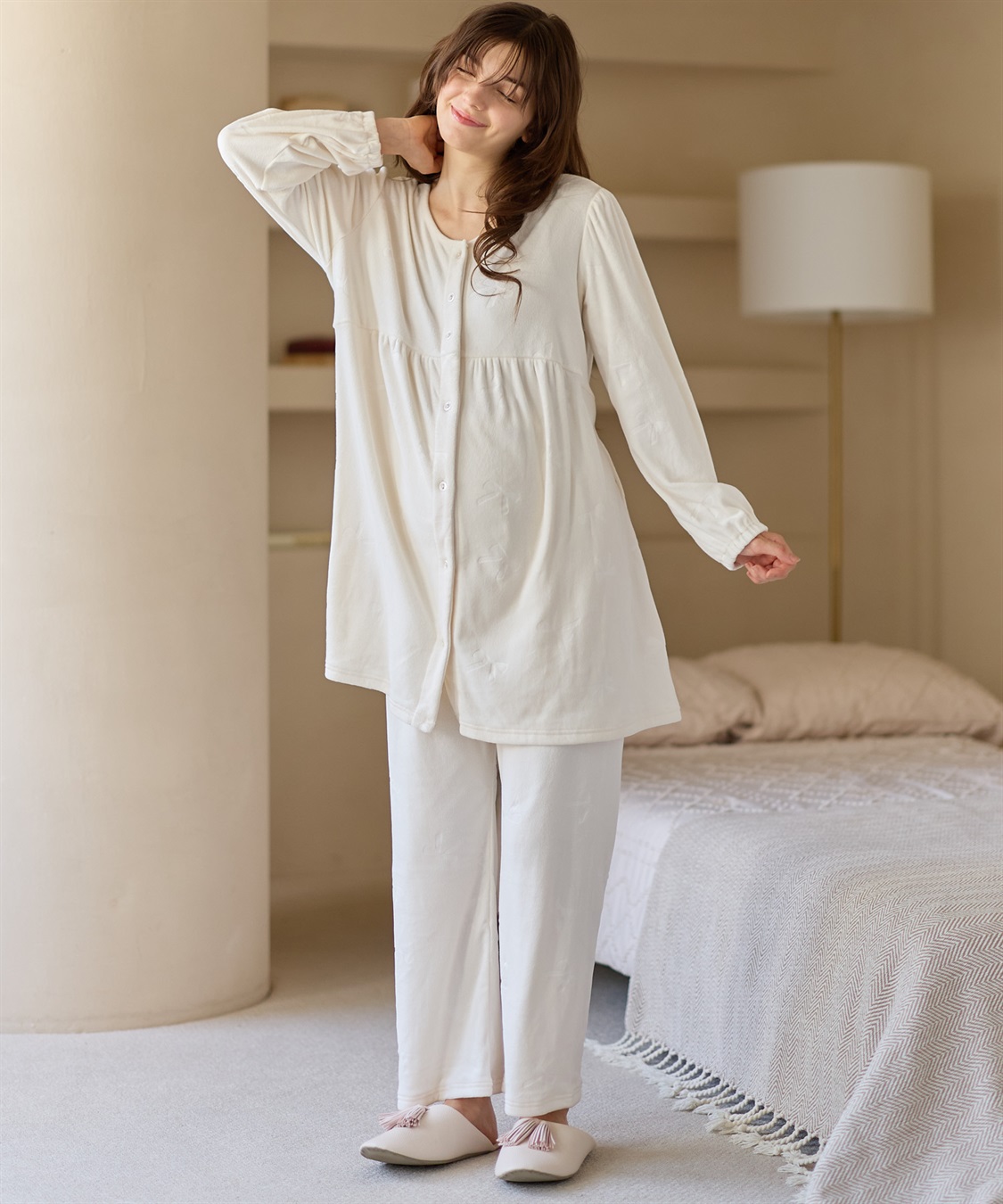 Rosemadame ベロアリボンエンボスパジャマ（マタニティ/ 妊婦服）授乳楽々 妊婦服 産前・産後対応_sub_4